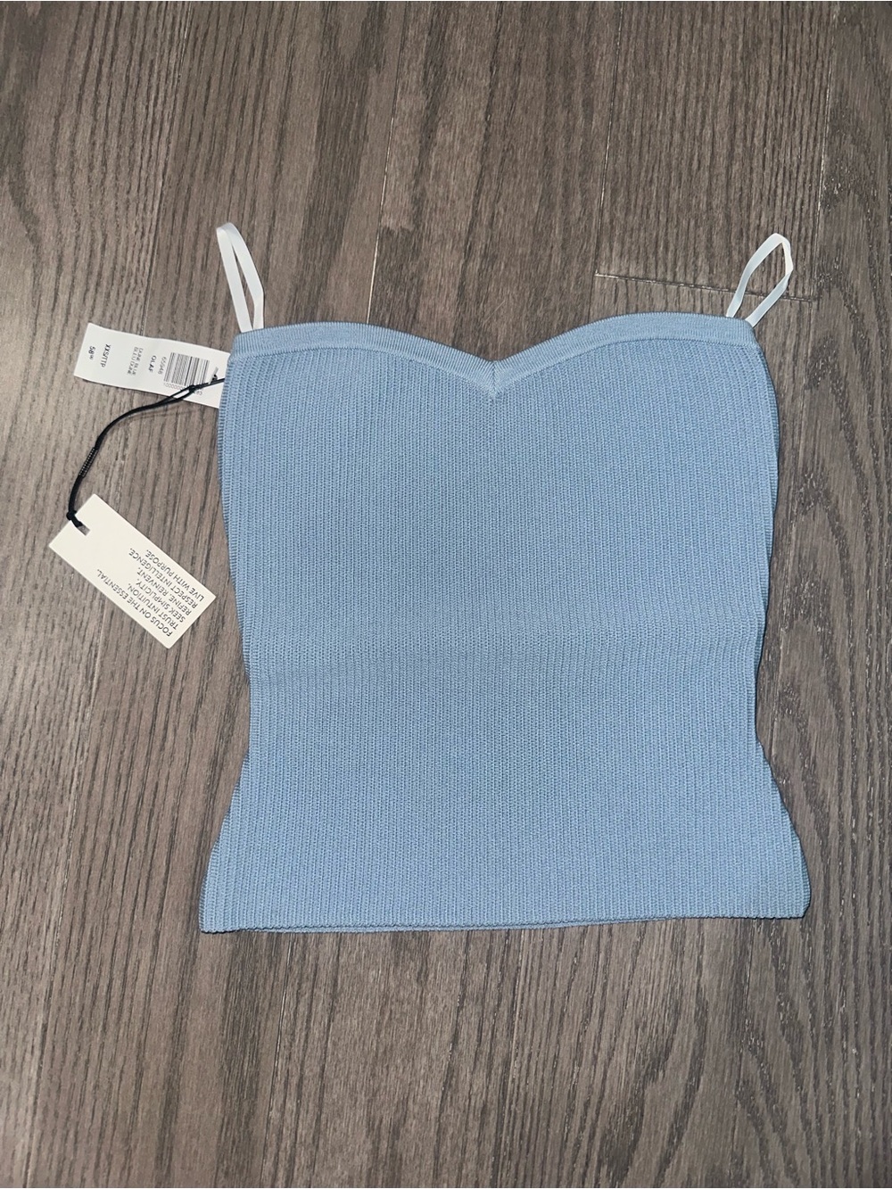 Babaton Light Blue Ribbed Sweetheart Cami
